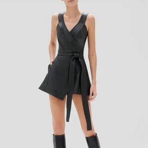 Alexis Risley Vegan Leather Wrap Romper